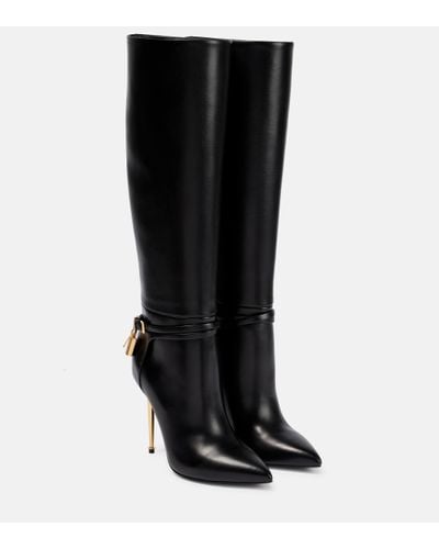 Tom Ford Padlock 105 Leather Knee-high Boots - Black