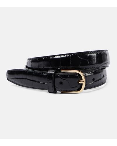 Totême Slim Croc-effect Leather Belt - Black