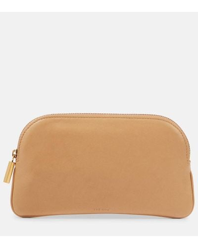 The Row Ew Circle Leather Pouch - Natural