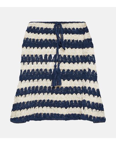 Anna Kosturova Farrah Crochet Cotton Miniskirt - Blue