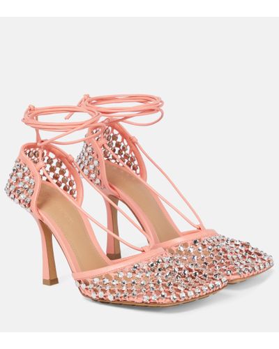 Bottega Veneta Sparkle Stretch Embellished Sandals - Pink