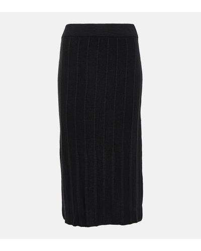 Max Mara Melk Ribbed-knit Virgin Wool Midi Skirt - Black