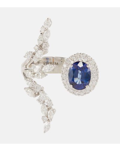 YEPREM Reign Supreme 18kt White Gold Ring With Sapphire And Diamonds