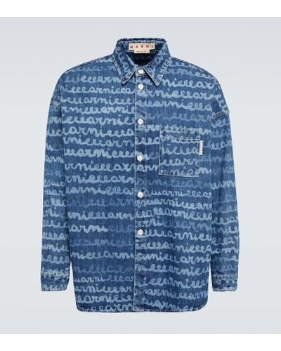Marni Printed Denim Shirt - Blue