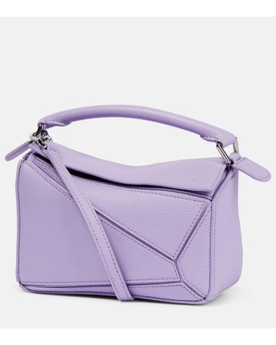 Loewe Puzzle Mini Leather Shoulder Bag - Purple