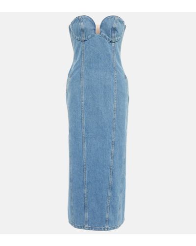 Magda Butrym Robe-bustier mi-longue en jean - Bleu