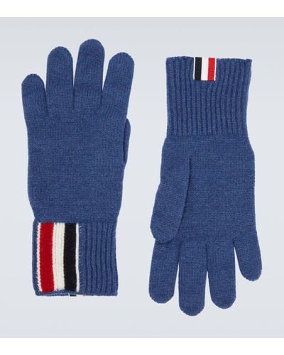Thom Browne Virgin Wool Gloves - Blue