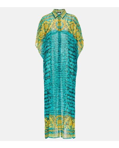 Versace Barocco Chiffon Beach Cover-up - Blue