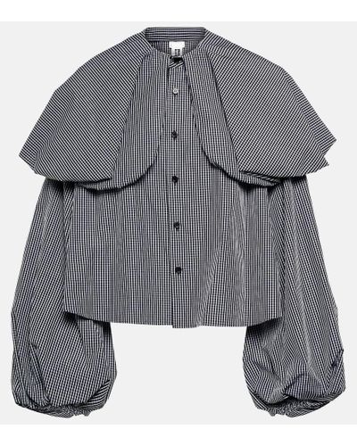 Noir Kei Ninomiya Checked Cotton Blouse - Gray