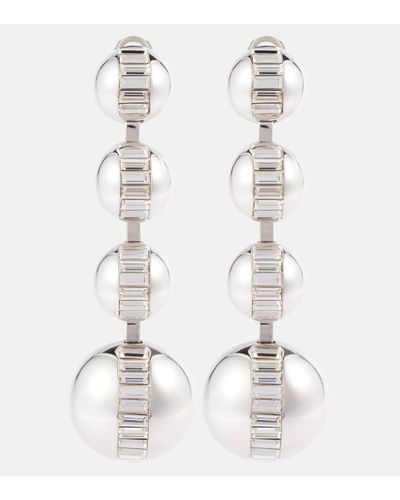 Saint Laurent Oversized Embellished Clip-on Earrings - White
