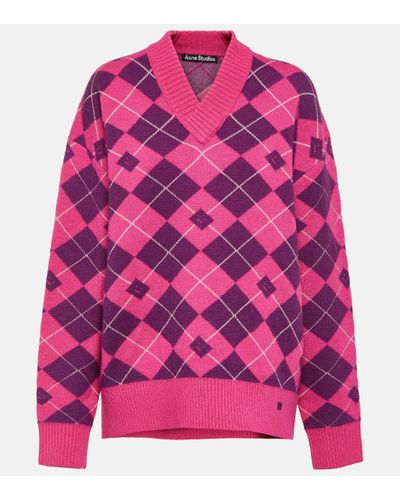 Acne Studios Jacquard Wool Blend Jumper - Pink