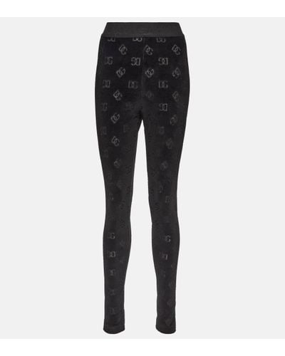 Dolce & Gabbana Legging a taille haute en coton a logo - Noir