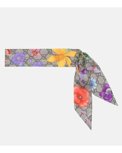 Gucci Lazo de seda con estampado GG Flora - Multicolor