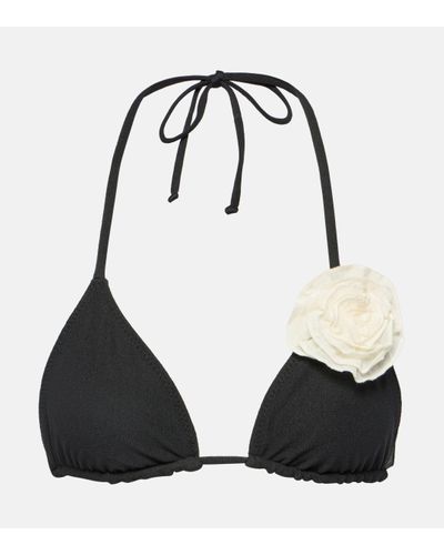 SAME Haut de bikini triangle a fleurs - Noir