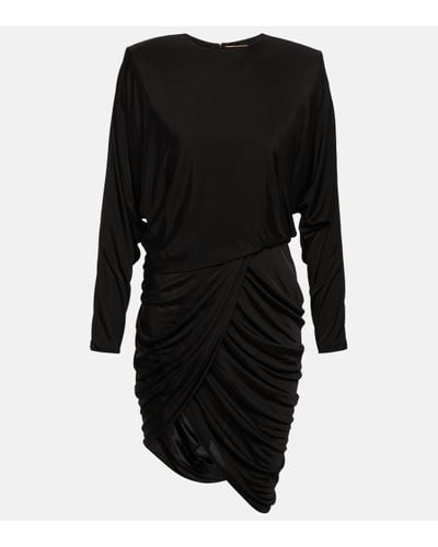Saint Laurent Ruched Jersey Minidress - Black