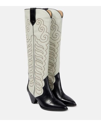 Isabel Marant Liela Leather And Suede Cowboy Boots - Multicolour