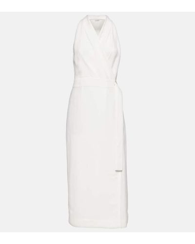 Brunello Cucinelli Wickelkleid aus Twill - Weiß