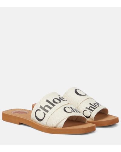 Chloé Sandalias Woody con logo - Blanco