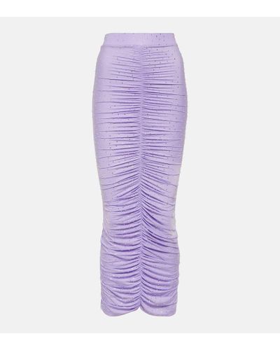 Alex Perry Crystal-embellished Ruched Midi Skirt - Purple