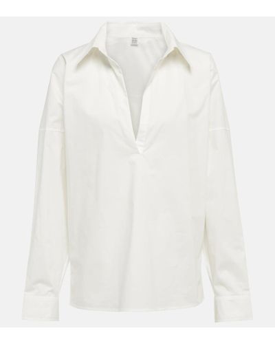 Totême Bluse aus Baumwolle mit Puffaermeln - Weiß
