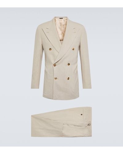 Thom Sweeney Double-breasted Linen Suit - Natural