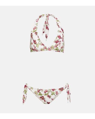 Etro Bikini floral con cuello halter - Blanco