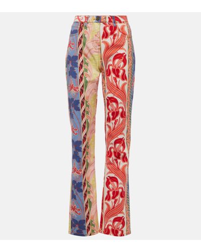 Etro Mid-rise Paisley Straight-leg Jeans - Red