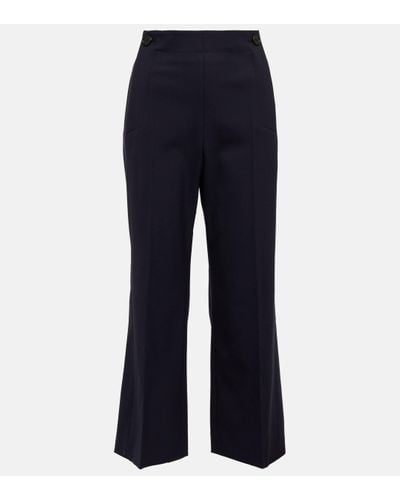 Chloé High-rise Cropped Flared Wool Trousers - Blue