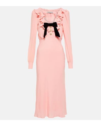 Alessandra Rich Embellished Silk-blend Midi Dress - Pink