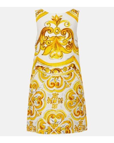 Dolce & Gabbana Majolica Minidress - Yellow