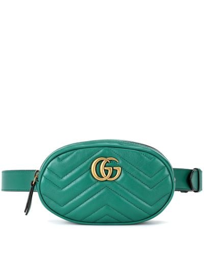 Gucci Gg Marmont Leather Belt Bag - Green