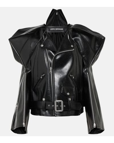 Junya Watanabe Veste en cuir synthetique - Noir