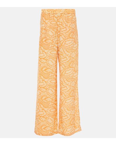 Stella McCartney Mid-rise Silk Trousers - Yellow