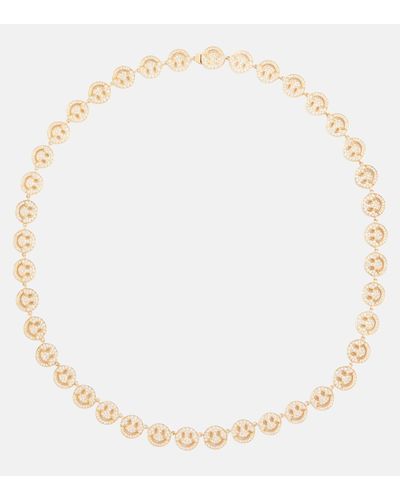 Sydney Evan Happy Face 14kt Gold Necklace With Diamonds - Natural