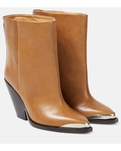 Isabel Marant Ladel Leather Ankle Boots - Brown