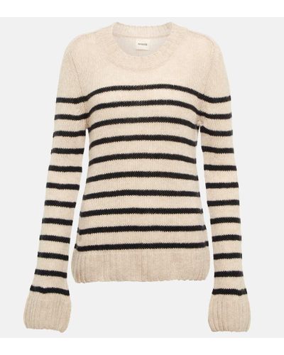 Khaite Tilda Striped Cashmere Sweater - Natural