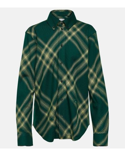 Burberry Checked Wool Shirt - Green
