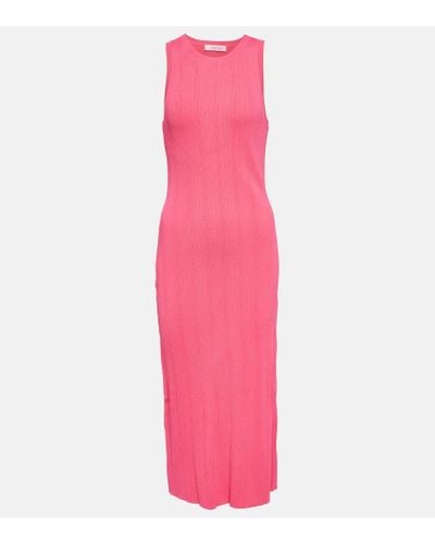 FRAME Ribbed-knit Midi Dress - Pink