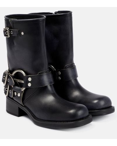 Miu Miu Ankle Boots aus Leder - Schwarz