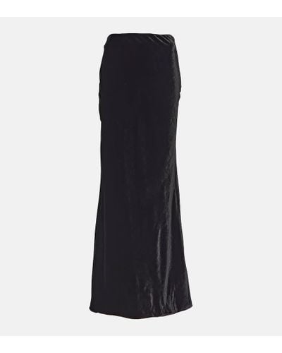 Alessandra Rich High-rise Silk-blend Maxi Skirt - Black