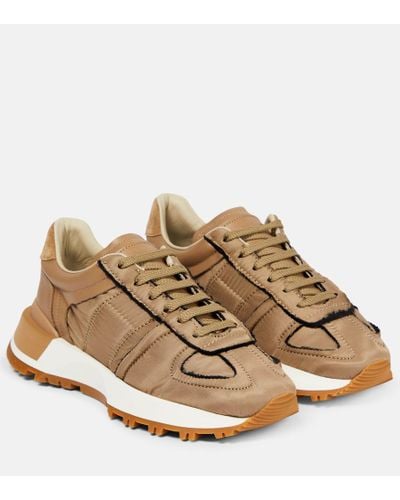 Maison Margiela 50-50 Nylon And Suede Sneakers - Natural