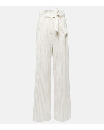 Max Mara Xero Pinstripe Cotton And Silk Palazzo Pants - White