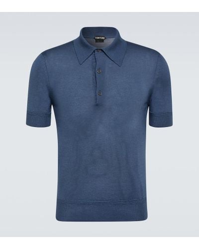 Tom Ford Cashmere And Silk Polo Shirt - Blue