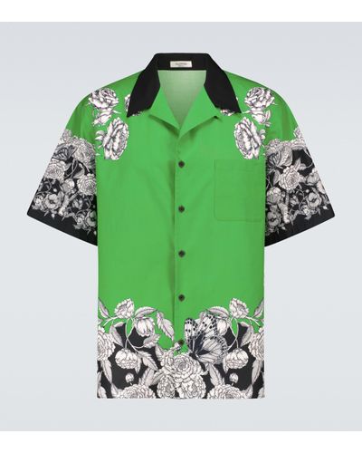Valentino Bedrucktes Kurzarmhemd Dark Blooming - Grün