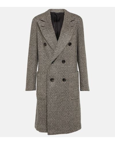 Loro Piana Herwin Herringbone Linen And Cashmere Coat - Grey