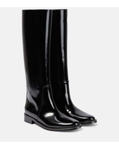 Saint Laurent Hunt Leather Knee-high Boots - Black