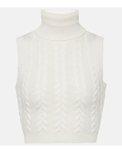 Max Mara Oscuro Wool And Cashmere Turtleneck Top - White