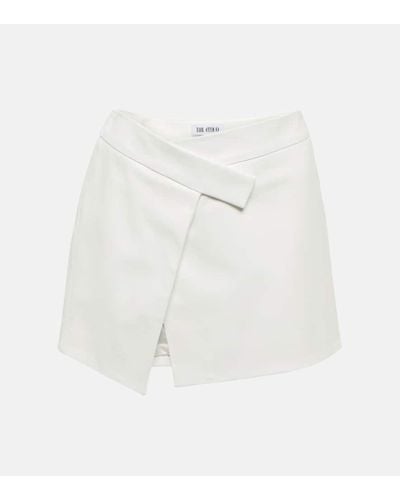 The Attico Cloe Wrap Leather Miniskirt - White