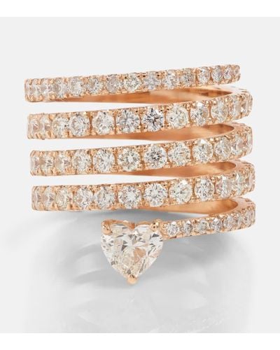 SHAY Anillo Diamond Spiral Heart de oro rosa de 18 ct con diamantes - Blanco