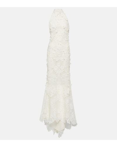 Alexander McQueen Vestido de fiesta de encaje de mezcla de algodon - Blanco